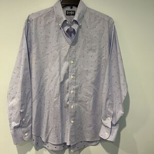 Gitman Bros Mens Shirt Blue XL Long Sleeve Button Up Geometric Design USA Blue